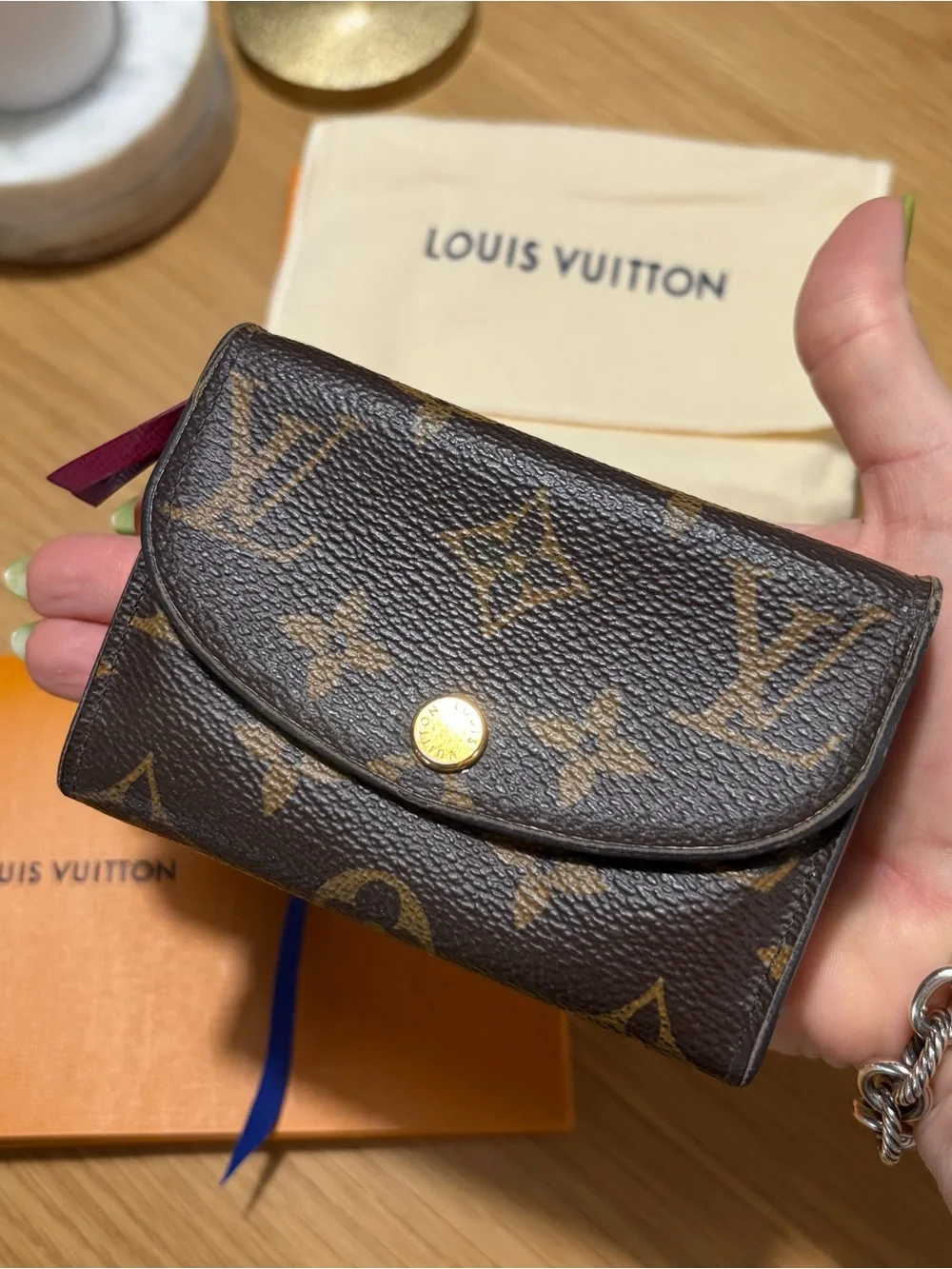 Louis Vuitton Monogram Canvas Brown Key & Card Pouch with Gold Snap